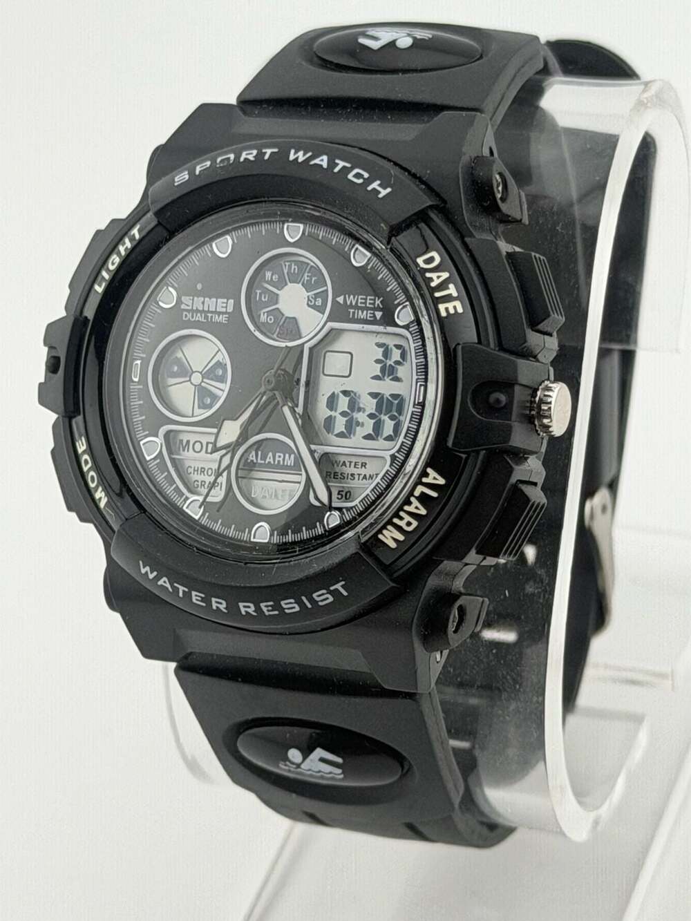 BOGO!-SKMEI Dual Time Sport Watch Black Resin Digital Analog
